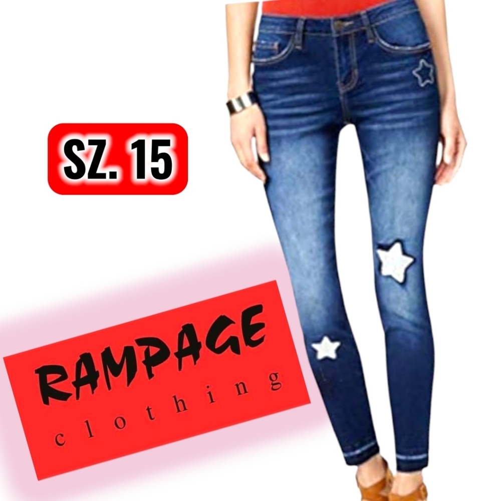 Rampage Distressed Skinny Jeans W/Star Details Sz.15